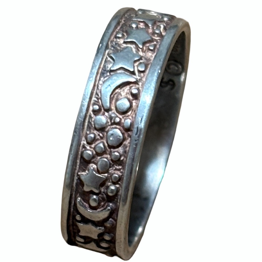 Sterling Silver and Moon & Stars Magical Celestial Ring 925